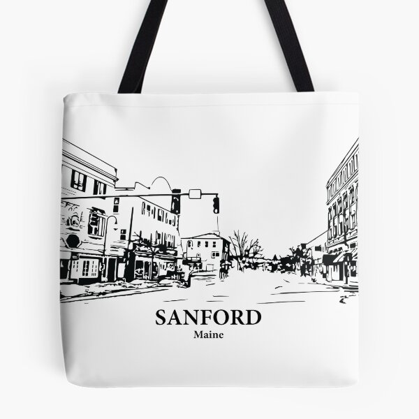 Item preview, Sanford ME - Ink Cityscape Illustration designed and sold by Lakeric Cityscapes.