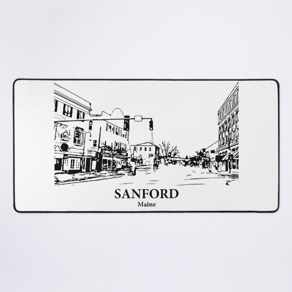 Item preview, Sanford ME - Ink Cityscape Illustration designed and sold by Lakeric Cityscapes.