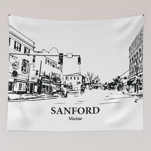 Item preview, Sanford ME - Ink Cityscape Illustration designed and sold by Lakeric Cityscapes.