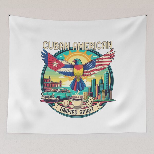 Item preview, Cuban American Unified Spirit - Miami to Havana Retro Pop Art designed and sold by Wear Sculpt.