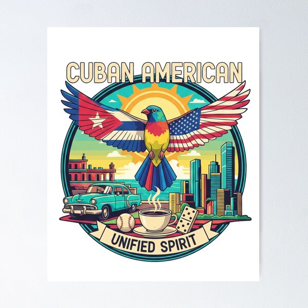 Item preview, Cuban American Unified Spirit - Miami to Havana Retro Pop Art designed and sold by Wear Sculpt.
