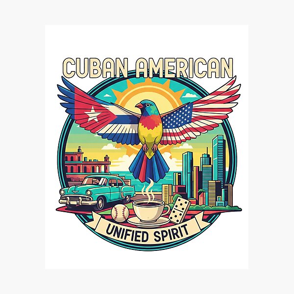 Item preview, Cuban American Unified Spirit - Miami to Havana Retro Pop Art designed and sold by Wear Sculpt.