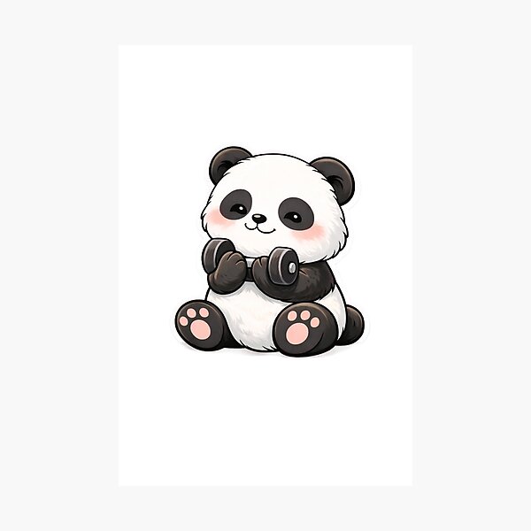 Item preview, Cute Gym Panda – Kawaii Workout Panda Lifting Weights | Funny Fitness Sticker designed and sold by snaperos.