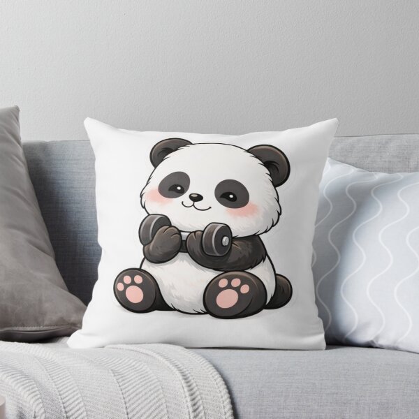 Item preview, Cute Gym Panda – Kawaii Workout Panda Lifting Weights | Funny Fitness Sticker designed and sold by snaperos.