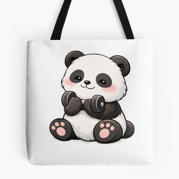 Item preview, Cute Gym Panda – Kawaii Workout Panda Lifting Weights | Funny Fitness Sticker designed and sold by snaperos.