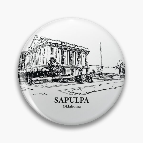 Item preview, Sapulpa OK - Ink Cityscape Illustration designed and sold by Lakeric Cityscapes.