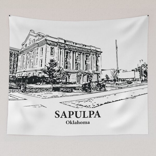 Item preview, Sapulpa OK - Ink Cityscape Illustration designed and sold by Lakeric Cityscapes.