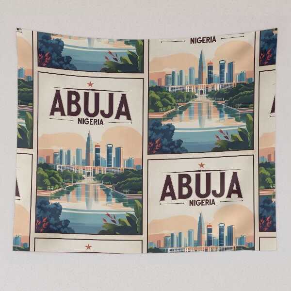 Item preview, Abuja Nigeria Vintage Travel Tourism Art designed and sold by TravelersGems.
