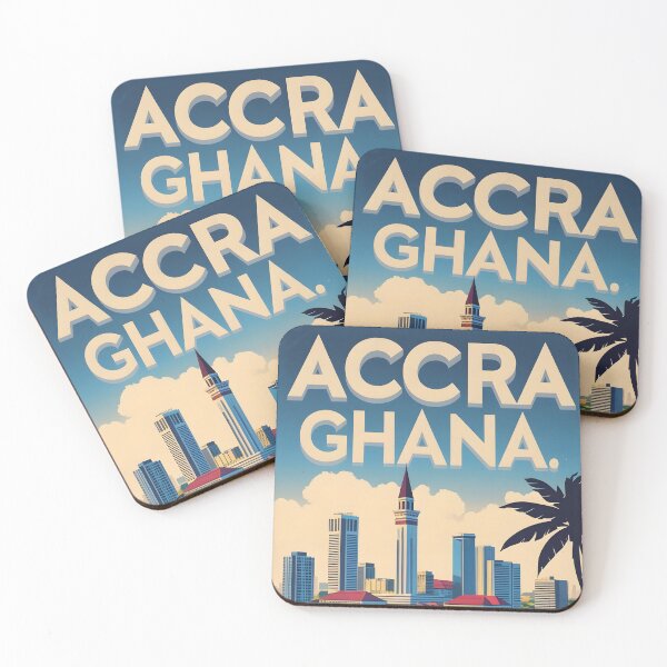 Item preview, Accra Ghana Vintage Travel Tourism Art designed and sold by TravelersGems.