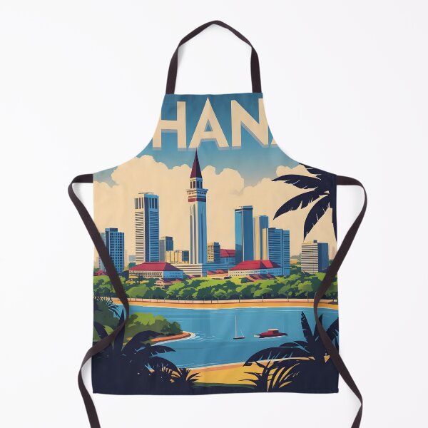 Item preview, Accra Ghana Vintage Travel Tourism Art designed and sold by TravelersGems.