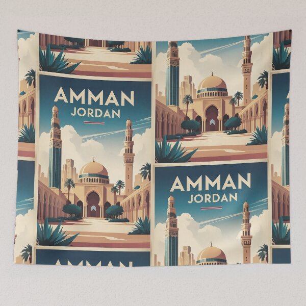 Item preview, Amman Jordan Vintage Travel Tourism Art designed and sold by TravelersGems.