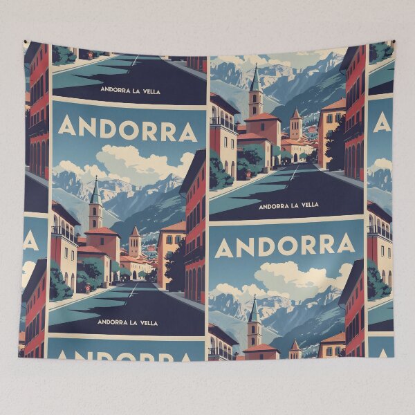 Item preview, Andorra La Vella Vintage Travel Tourism Art designed and sold by TravelersGems.