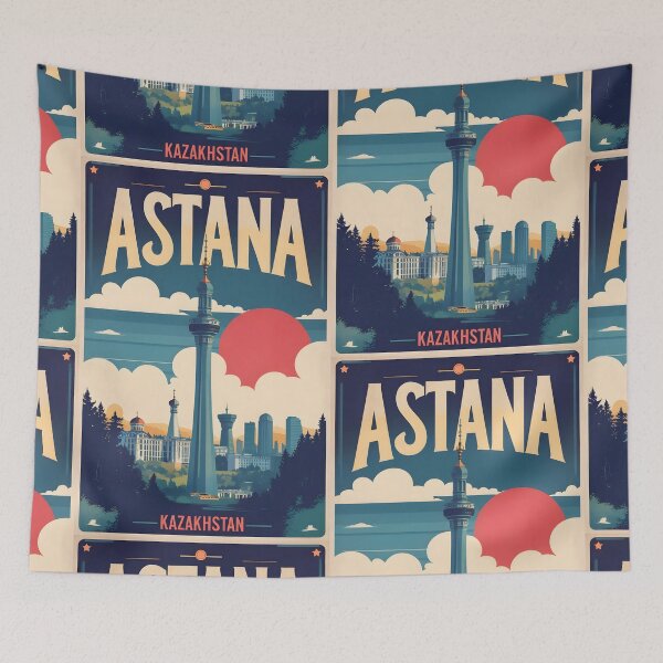 Item preview, Astana Kazakhstan Vintage Travel Tourism Art designed and sold by TravelersGems.