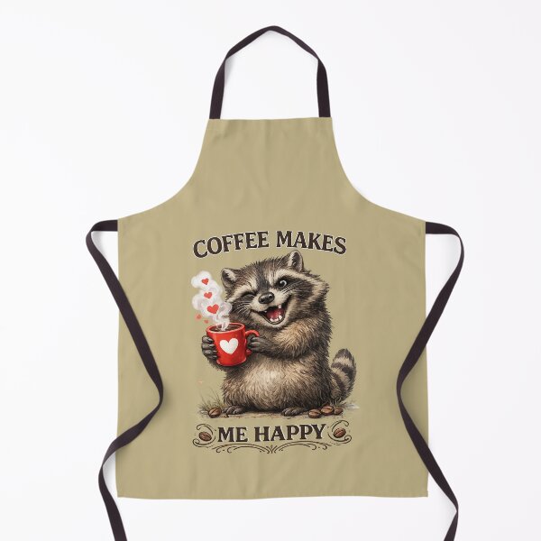 Item preview, Racoon with cup of coffee. Funny art .Coffee makes me Happy. designed and sold by Natart1004.