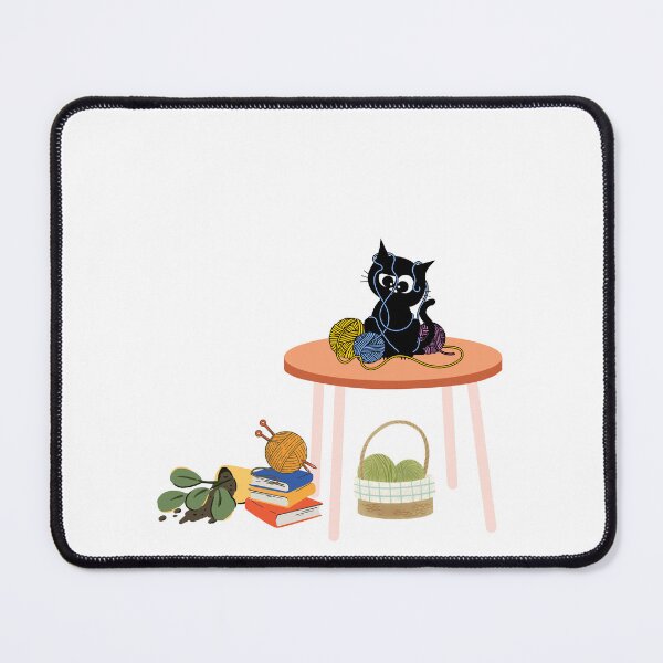 Item preview, An adventurous black cat who had so much fun playing with yarn and got stuck in the excitement designed and sold by LavenderChill04.