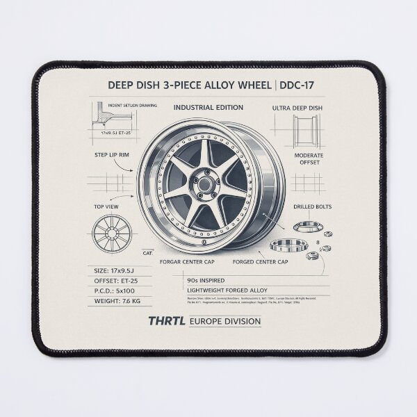 Item preview, 90s Deep Dish 3-Piece Wheel Blueprint – DDC-17 Industrial Edition | THRTL Europe Division Automotive Art designed and sold by ClassicThrottle.