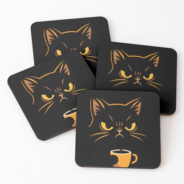 Artikelvorschau, Angry Black Cat Coffee Shirt entworfen und verkauft von Amevvoo.