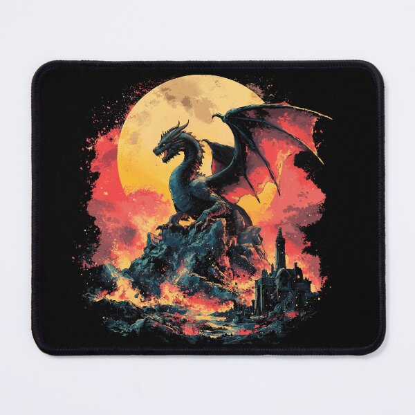 Item preview, Black Fire Dragon Under Blood Moon T-Shirt designed and sold by PSYNOVA.