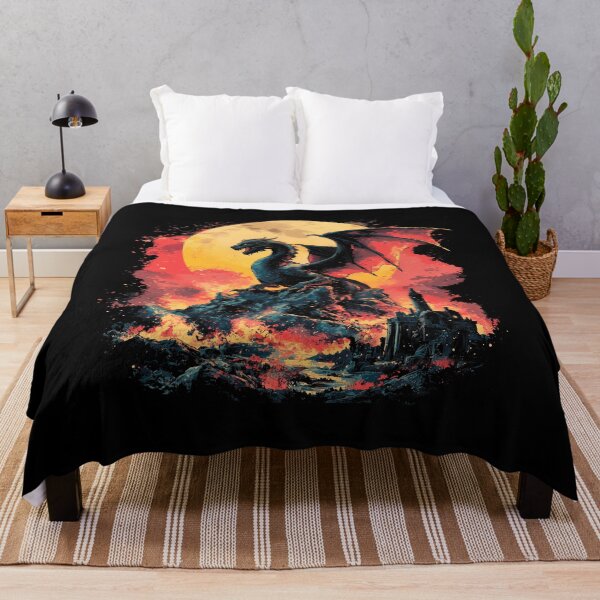 Item preview, Black Fire Dragon Under Blood Moon T-Shirt designed and sold by PSYNOVA.