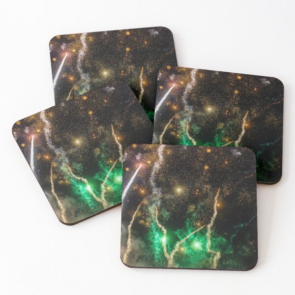 Item preview, Night Fireworks Show With Bright Spark Trails And Smoke Illumination Against The Dark Sky designed and sold by Nmallia.