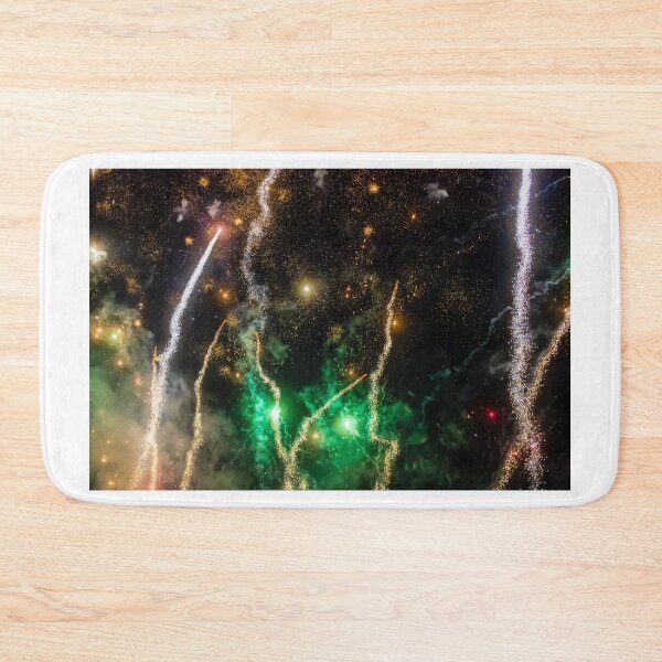 Item preview, Night Fireworks Show With Bright Spark Trails And Smoke Illumination Against The Dark Sky designed and sold by Nmallia.