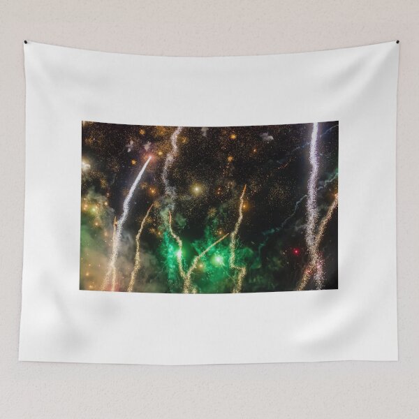 Item preview, Night Fireworks Show With Bright Spark Trails And Smoke Illumination Against The Dark Sky designed and sold by Nmallia.