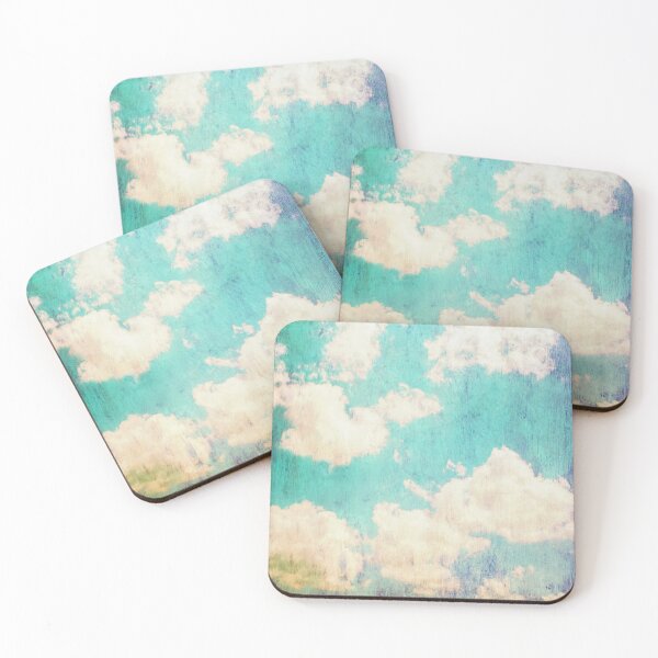 Item preview, Vintage Shabby Chic Clouds on Turquoise Wood Texture designed and sold by LRPhotoart.