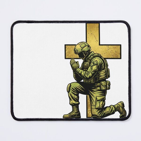 Item preview, Soldier of Christ Kneeling Prayer Military Veteran Faith designed and sold by JMDesignHub.