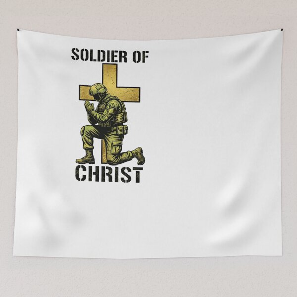 Item preview, Soldier of Christ Kneeling Prayer Military Veteran Faith designed and sold by JMDesignHub.