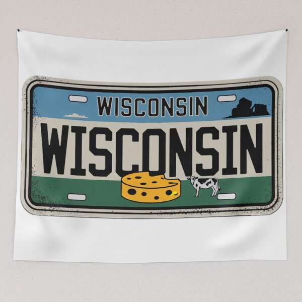 Item preview, Wisconsin Vintage Colorful License Plate Art designed and sold by The Souvenir Dept..