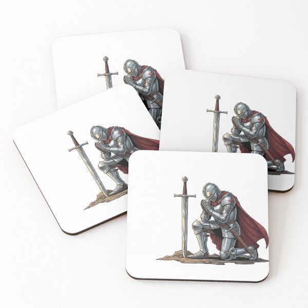 Item preview, Kneeling Templar Knight Praying Medieval Crusader Sword designed and sold by JMDesignHub.