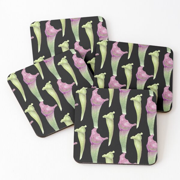 Item preview, Copy of Watercolor Sarracenia Pattern – Carnivorous Botanical & Dark Academia Design. On Black designed and sold by paintingbetween.