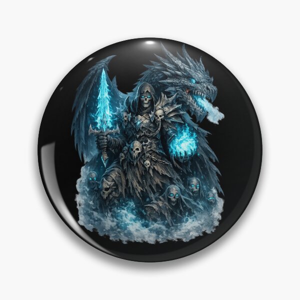 Item preview, Frostbound Necromancer - Ice Dragon Blue Flame Dark Fantasy designed and sold by Nesaith.