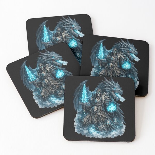 Item preview, Frostbound Necromancer - Ice Dragon Blue Flame Dark Fantasy designed and sold by Nesaith.