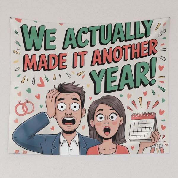 Item preview, We Actually Made It Another Year! – Shocked Anniversary Couple designed and sold by Midnight Veil Designs.
