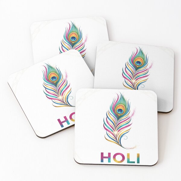 Item preview, Elegant Holi Festival Peacock Feather - Colorful Spiritual Indian Art designed and sold by Wear Sculpt.