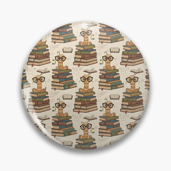 Item preview, Cute Bookworm Pattern | Stacked Books Reading Worm Design designed and sold by Fabricbella.