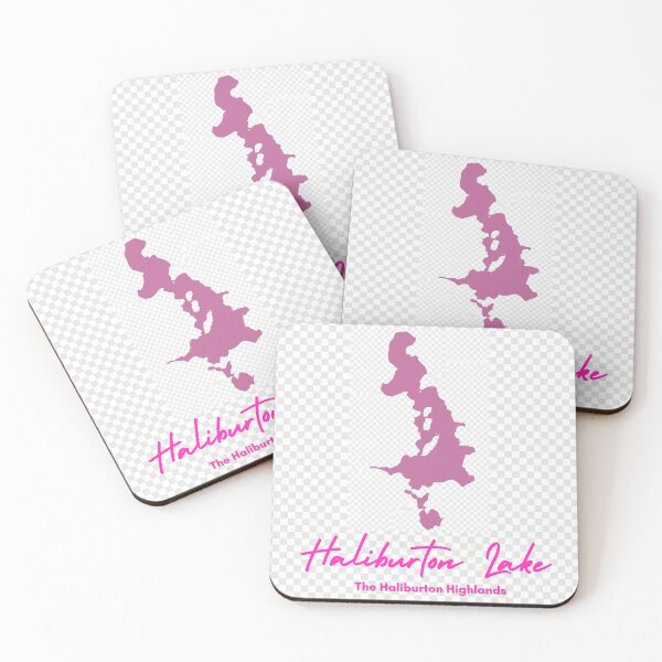 Item preview, Haliburton Lake, Ontario - Vintage Pink Minimalist Map designed and sold by GranitePaddle.