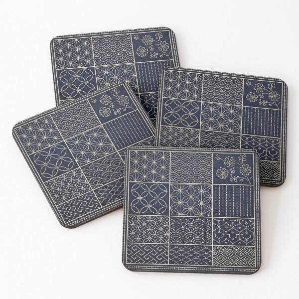 Item preview, Japanese Sashiko Geometric Pattern designed and sold by Myra365Art.