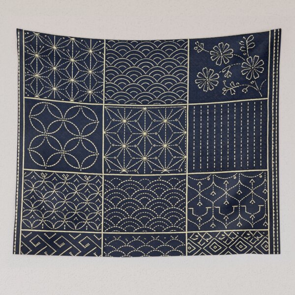 Item preview, Japanese Sashiko Geometric Pattern designed and sold by Myra365Art.