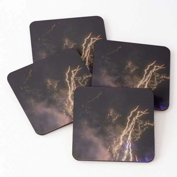 Item preview, Night Fireworks Show With Bright Spark Trails And Smoke Illumination Against The Dark Sky designed and sold by Nmallia.