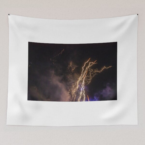 Item preview, Night Fireworks Show With Bright Spark Trails And Smoke Illumination Against The Dark Sky designed and sold by Nmallia.