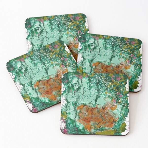 Item preview, Tiger in the Jungle - Watercolor Green Foliage Splatter Adventure designed and sold by TheArtOfTreble.
