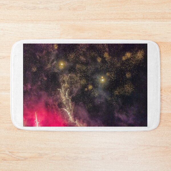 Item preview, Night Fireworks Show With Bright Spark Trails And Smoke Illumination Against The Dark Sky designed and sold by Nmallia.