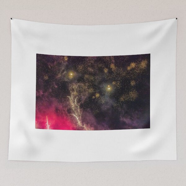 Item preview, Night Fireworks Show With Bright Spark Trails And Smoke Illumination Against The Dark Sky designed and sold by Nmallia.
