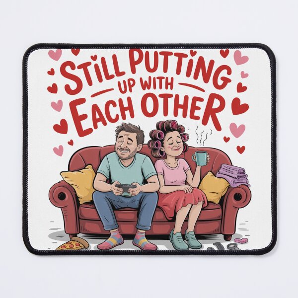 Item preview, Still Putting Up With Each Other – Funny Cozy Anniversary Couple on Couch designed and sold by Midnight Veil Designs.
