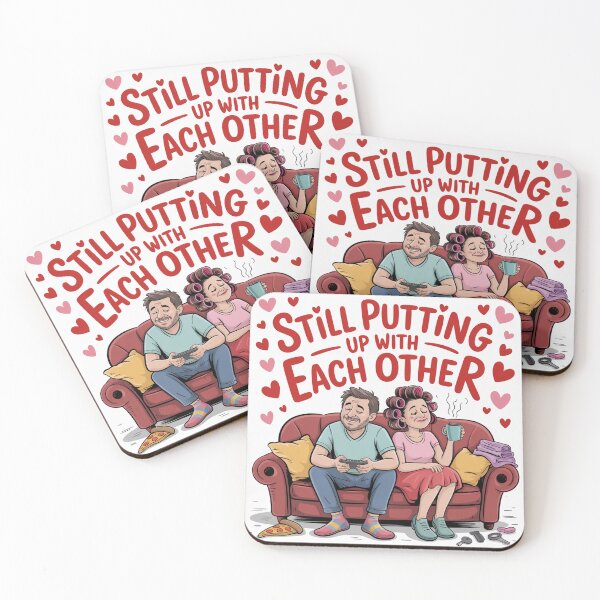 Item preview, Still Putting Up With Each Other – Funny Cozy Anniversary Couple on Couch designed and sold by Midnight Veil Designs.