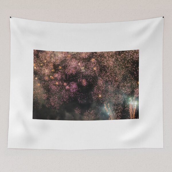 Item preview, Night Fireworks Show With Bright Spark Trails And Smoke Illumination Against The Dark Sky designed and sold by Nmallia.