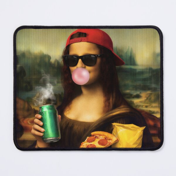 Item preview, Funny Modern Mona Lisa with Pizza and Soda – Pop Art Parody Street Style Mashup designed and sold by Timegraf.