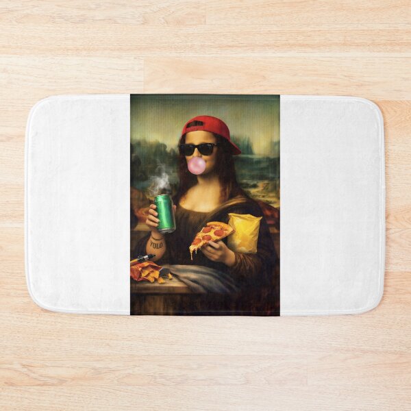 Item preview, Funny Modern Mona Lisa with Pizza and Soda – Pop Art Parody Street Style Mashup designed and sold by Timegraf.